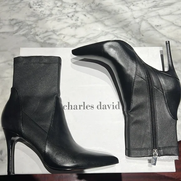 Charles David - Stiletto Heel - point toe - Leather Ankle boots - Picture 14 of 16